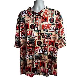 SF Giants Baseball All Over Print Hawaiian Beat LA Button Up Shirt Mens Medium